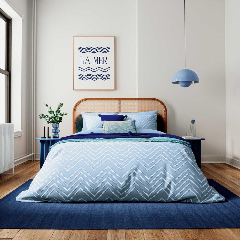 Budding Brights Woven Zigzag Bedding by Helena Springfield in Blue